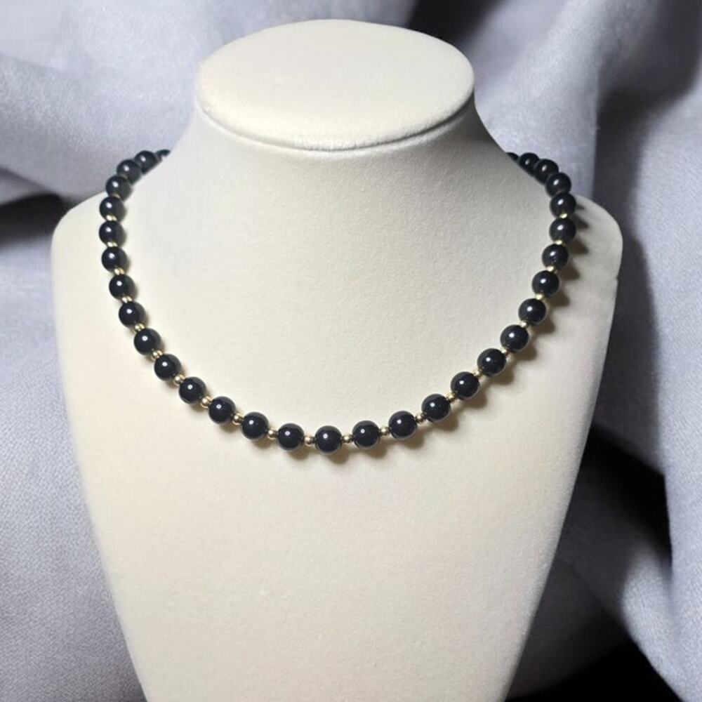 Monet Black Gold Beaded Collar Necklace Quiet Luxury Minimalist Chic